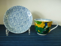 九谷焼 コーヒー碗皿 吉田屋花鳥