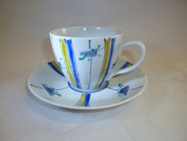 九谷焼 コーヒー碗皿・三角紋十草