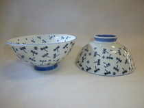 美濃焼 小雪とんぼ茶碗(青)