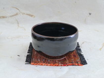 美濃焼 黒釉ひさご抹茶碗