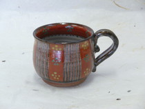 京焼 赫三郎窯 赤絵ト草梅鉢紋 多用カップ
