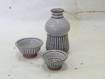 京焼 赫三郎窯 筒描麦わら手 酒器セット